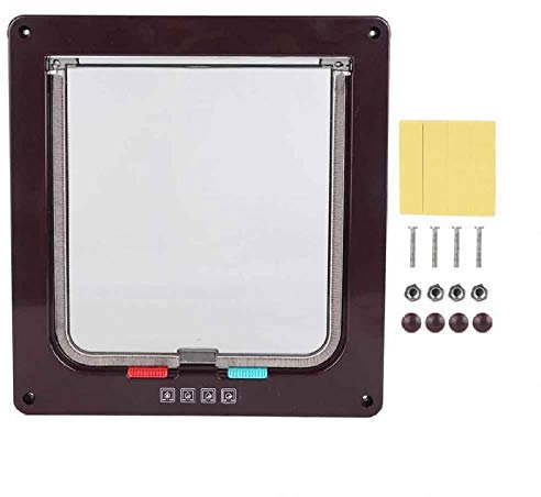 YITON Haustierklappe Abs Acryl Pet Screen Tür Fenster Abschließbar Wasserdicht Mittelgroße Hundekatze Klappe Sicherheitsgehäuse Hundezäune 3St Braun