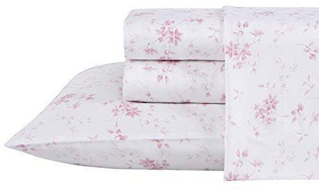 Laura Ashley Home | Satin-Kollektion | Bettlaken-Set – 100% Baumwolle, Oeko-Tex Zertifiziert, knitterfreie Bettwäsche, weicher nach jeder Wäsche, Kingsize, Garden Muse, USHSA01176047