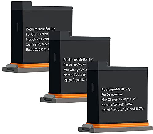 XITAIAN 3 PCS 3.85V 1300mAh Ersatz Akku für DJI Osmo Action Camera Battery