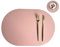 Oval Tischsets Abwischbar, Leder Kunstleder Platzset Zweifarbig Wasserdicht Platzdecken mit Untersetzer ür Hause Küche Restaurant (Rosa/Dunkelgrau,4 Stück)