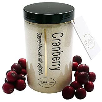 Frankonia BATH & SPA Sauna Salz Peeling Cranberry – 400 g Meersalz-Körperpeeling mit Jojobaöl & Vitamin E – Dusch- & Body Scrub für alle Hauttypen – Vegan & ohne Parabene