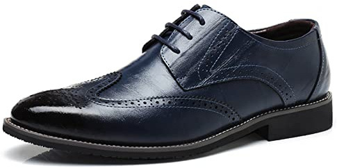 Remxi Mens Brogues Classic Oxfords Dress Shoes Formal Business Brogues Derby Lace Up Shoes for Men Blue UK 10.5