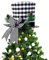URMAGIC 32cm Foldable Plaid Top Hat Angel Christmas Tree Topper with Bow