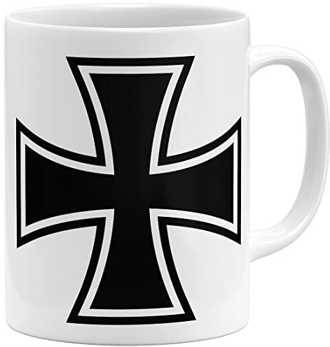 OM3® Iron Cross Tasse en céramique avec croix de fer Blanc 325 ml