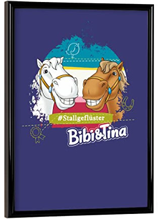artboxONE Poster mit schwarzem Rahmen 18x13 cm Trendfarbe Für Kinder Bibi und Tina Pferde - Bild bibi bibi bibiundtina
