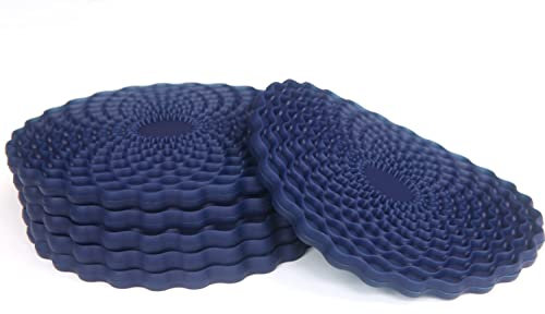 sous-Verres Bleu foncé de Stone & Thyme, Lot de 6 d'une Marque Britannique. Antidérapant, résistant à la Chaleur et Facile à Nettoyer. des Accessoires de Maison colorés et décoratifs Qui protègent to