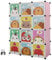 HUOLE bunt Steckregal Kinderzimmer, Tiermotive, Kunststoff Stecksystem, m. Türen, Kleiderschrank, m. Kleiderstange, Standard