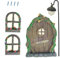 VGOL 4er Set Feentür und Fenster mit Lampe Glow in the Dark Miniatur Fenster Mini Yard Harz Outdoor Ornament für Bäume Feengarten Outdoor Dekoration