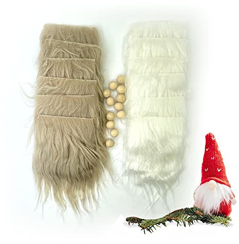 12 Stück Wichtel Bart Holzkugel Vorgeschnittener Wichtelbart Gnomenbärte weiß schwarz khaki dunkelgrau Für DIY Weihnachtszwerg Nähen Basteln Aufnäher Puppen Gnomennase Ostern Weihnachtsfeier (Farbe B)