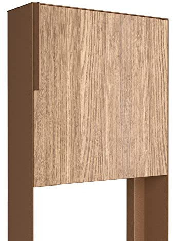 Briefkasten, Design Standbriefkasten Porto Rost mit Holzdekor-Front - Bravios