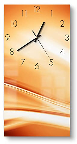DEQORI Glasuhr | horizontal 30x60 cm | Motiv Fließendes Farbspiel | große XXL Design Uhr aus Glas | leise Wanduhr für Wohnzimmer & Küche | moderne Hingucker Uhr für die Wand