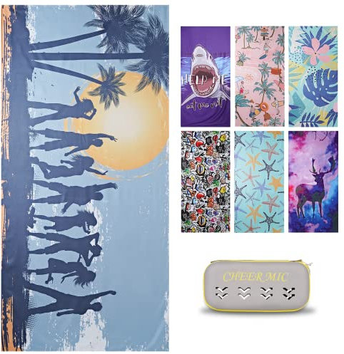 CHEER MIC Mikrofaser-Strandtücher: schnell trocknend, sandfrei, kompakt, saugfähig und perfekt für Reisen – übergroß, leicht und schnell trocknend für Erwachsene (Ozeanblau, 1)