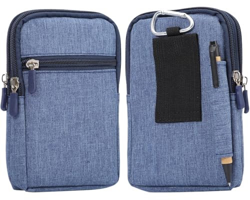 Herren Handy Gürteltasche mit Clip, Universal Handytasche Klein, Hüfttasche Handy Holster Camping Wandern Taille Portemonnaie Gürtel Tasche mit Karabinerhaken Bauchtasche für Alle Handys unter 6.9Zoll