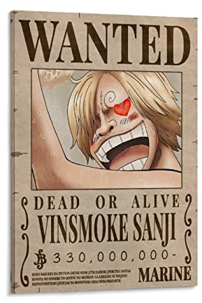 HIHIOI Anime Vinsmoke Sanji Wanted Poster, dekoratives Gemälde, Leinwand, Wandkunst, Wohnzimmer, Poster, Schlafzimmer, 40 x 60 cm
