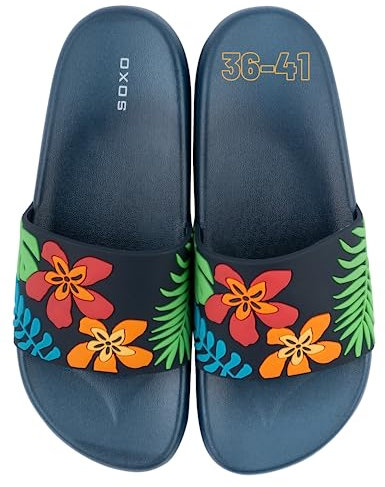 soxo Plage Claquettes Femme Piscine Sandales Été Confortable Flip Flop Pas Cher 36-37 Feuilles