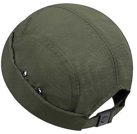 Clakllie Docker Cap Quick Dry Brimless Cappelli per le donne uomini Rolled Cuff Harbour Hat Vintage Sailor Cap 5 Panel Skullcap No Brim Leon Hat, DBH01-Verde, Taglia unica