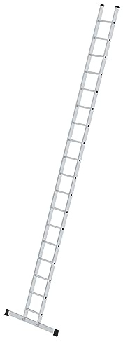 PROREGAL Sprossen-Anlegeleiter 350 mm breit mit Standard-Traverse | 18 Sprossen | Leiter, Teleskopleiter, Trittleiter, Bockleiter, Sprossen-Doppelleiter