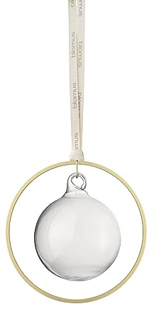 blomus Weihnachtsbaumkugeln 4er Set KITAI | Christbaumkugeln in Farbe Clear | Ø 8 cm | Tannenbaumkugeln mit Ring aus Eisen in Gold | Christbaumschmuck mit Satinband