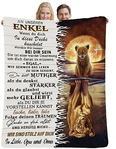 YGFADH Kuscheldecke Personalisierte Decke An Unseren Enkel,Enkel Decke Deutsche Nachricht Briefdecke Positiv Ermutigen Wohndecke für Couch Bett Tv-Deckenk An Meine Enkel