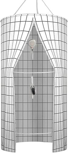 CULPRT Cortina de ducha redonda redonda de poliéster colgante de aislamiento térmico doble cremallera, cortina de ducha portátil de esquina de aislamiento frío, tienda de privacidad colgante