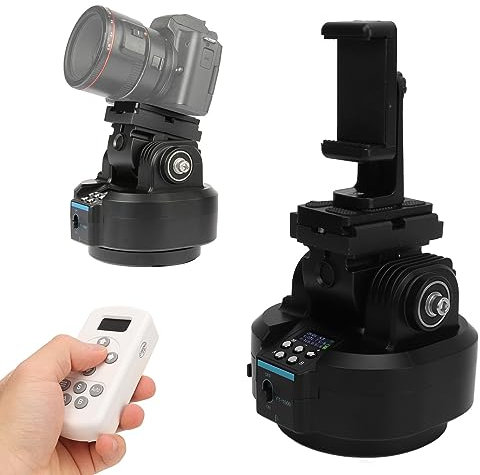 Motorisierter Schwenk-/Neigekopf, 360°-Drehung, Motorisierter Panoramakopf, 2,4 G Kabellose Fernbedienung, Schwenk-/Neigefunktion mit Handy-Clip für DSLR-Kameras, Smartphones