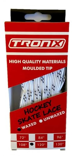 TronX gewachste Schnürsenkel für Schlittschuhe, weiße Farbe (84 / 213 cm)