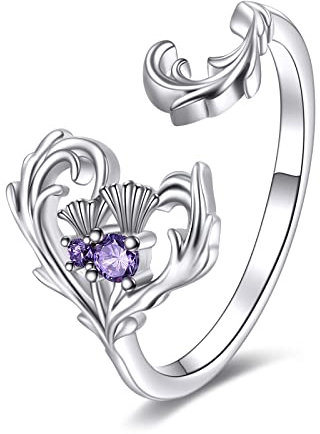 YFN Schottische Distel Ring für Frauen Sterling Silber Distel Schmuck Geschenke für Mädchen Freund (silver-7)