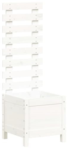 vidaXL Pflanzkübel, Blumenkübel mit Rankhilfe, Pflanzkasten Pflanzgefäß für Garten Terrasse, Blumentopf Blumenkasten, Weiß 39x39,5x114 cm Massivholz Kiefer