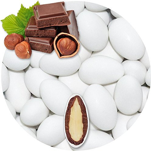 EinsSein 0,5kg Schokomandeln Nougat weiss matt Hochzeitsmandeln | Mandeln Schoko Hochzeit für Gastgeschenke Hochzeit, Taufe, Kommunion, Konfirmation | Taufmandeln Zuckermandeln Bonboniere Confetti