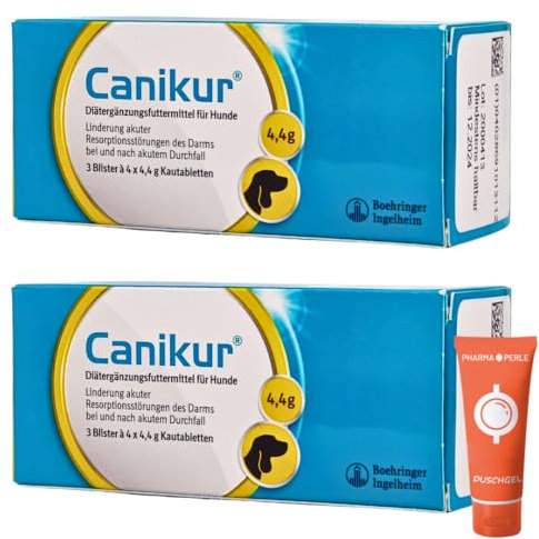 PHARMA PERLE Canikur Kautabletten, 2X 3 Blister á 4 x 4,4 g I Diätergänzungsfuttermittel für Hunde zur Regulation der Darmfunktion I Durchfall I ohne Antibiotika I Spar-Set Plus give-Away