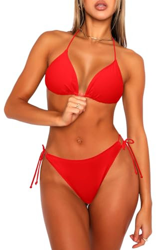 Navneet Bikini Damen Set Sexy Bikinis Triangel String Brazilian Neckholder High Waist Bikihose Badeanzug Swimsuits