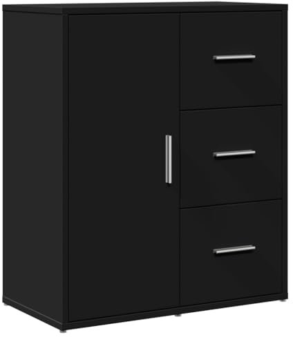 vidaXL Aparador, Alacena Alta con Almacenamiento, Armario Auxiliar de Buffet, Mueble para Salón Cocina Pasillo, Madera de Ingeniería Negro