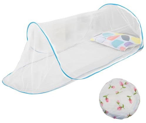 Tenda zanzariera pop-up Letto singolo Tenda a rete Tenda da campeggio Letto singolo Zanzariera for letto Famiglia Zanzariera Letto Tenda a rete Picnic Anti-zanzara(Color:Blue)