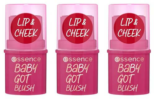 essence baby got blush, Rouge, Nr. 50, Rot, sofortiges Ergebnis, natürlich, strahlend frisch, vegan, ohne Konservierungsstoffe, ohne Parabene, ohne Mikroplastikpartikel, 3er Pack (3x5.5g)