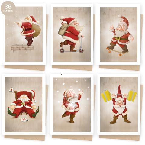 AmzLinkal 36 Weihnachtskarten mit Umschlag set, A6 Christmas Falzkarten, Neujahrskarten 2025 für Familie, Freunde, Kollegen & Geschäftskunden