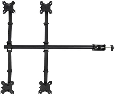 TaNeHaKi Supporto per monitor, 4 scomparti, supporto per display regolabile in altezza, braccio girevole da tavolo per schermi LED da 17