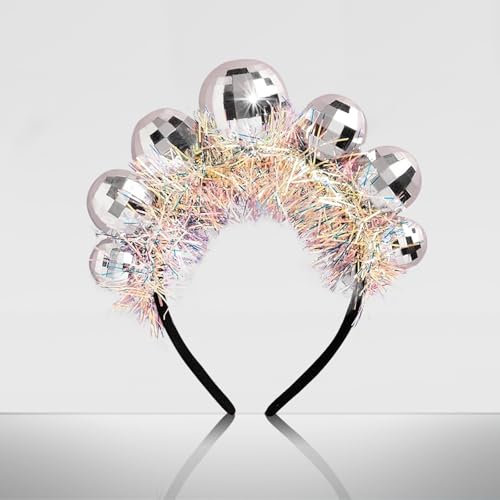 LUYANFX Serre tête Disco Ball, Boucles d'oreilles disco, Serre-Tête Happy New Year, Bandeau de Disco Ball, Accessoire de fête disco des années 70, pour Fête du Nouvel An,Carnival (A)