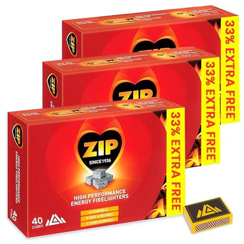 Perfectonish Firelighters Value Pack 40 with Safety Match Box – Fire Starters for Wood Burners, Log Burners, and Open Fires – Fire Lighters for Easy Ignition (Pack of 3)