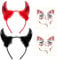 iZoeL 2Stk Haarreifen Teufelshörner Teufelsohren Teufel Tattoos Teufel Kostüm Accessoire, Damen Kinder Faschingkostüme Karneval Mottoparty Halloween Kostüm