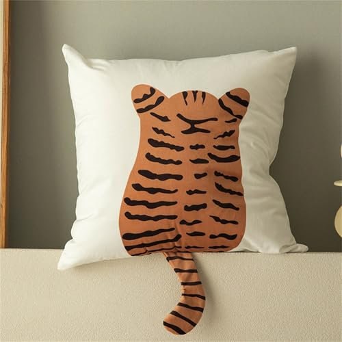 champracer Kuschelkissen Kinder, Kinderkissen, Weiche Flauschige Tierkissen mit Füllung, Niedliche Tierform Dekokissen für Kinderzimmer, Mädchen Jungen Zuhause Schlafzimmer (Tiger)