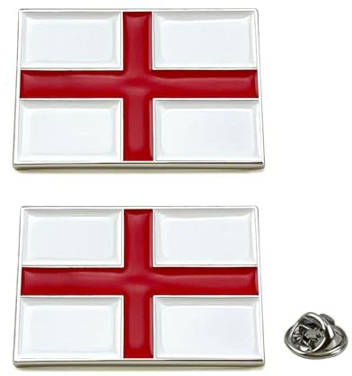Lesonwo Pack of 2 England Flag Pin Badges, St. George's Flag Lapel pins, Metal Brooch Pin