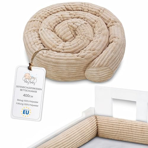 Totsy Baby Seitenschläferkissen Musselin Bettschlange Body Pillow 400 cm Baumwolle - Kopfkissen lang Bettrolle Schlafkissen Nackenrolle Beige C