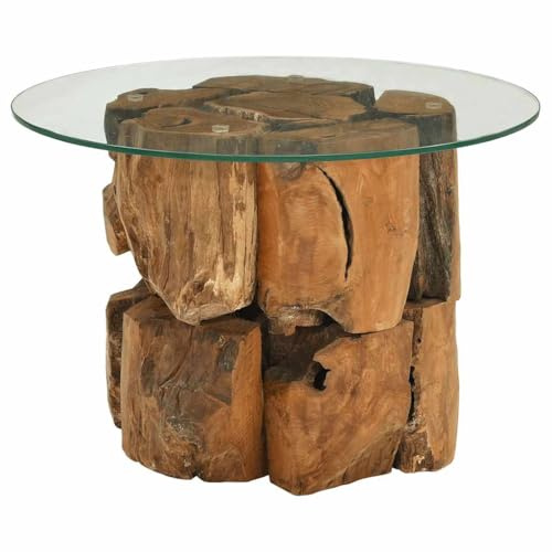 IBUQDDV Table basse en teck flotté en bois massif 60 cm Table basse pour salon