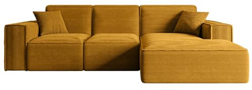 ALTDECOR Ecksofa in L-Form SERRA-L  266x169x80 - Senfgelb | Corner Sofa Bett Eckcouch Couch Wohnlandschaft Cauchsofa