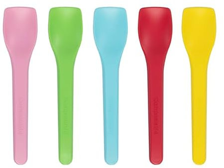 Monouso | 100 Cucharillas de plástico para helados y postres, 10 cm, Colores Surtido, Cucharas Pequeñas, Café, Miel, Heladerías, Catering, Picnic, Eventos