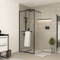 Paroi de Douche Noir Mat 80x200cm - Porte-serviette et étagère - DARK CONTOURING SHELF