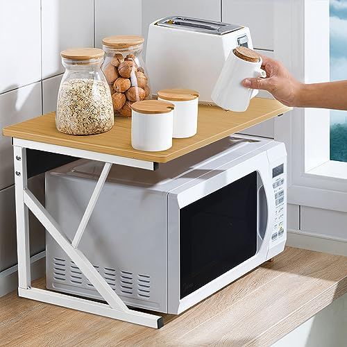 LIUNNCC 2&3 Niveaux Support de Four à Micro-Ondes,Etagere Rangement Cuisine Four à Micro Ondes,Support de Four à Micro-Ondes, étagere Cuisine Micro Onde,Meuble Micro Onde (54 * 35 * 34.5cm(Jaune))