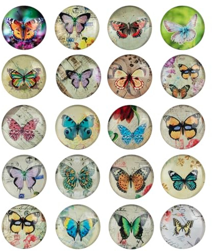 20 Pcs Butterfly Fridge Magnets | Circle Refrigerator Magnets Halloween Decorative for Locker, Festival, Dry Erase, Kitchen, Birthday Gifts