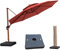 PURPLE LEAF Parasol Déporté 3,65 m Rond avec pieds de Parasol, Grain de Bois en Aluminium Parasol De Jardin Extérieur, Toit à Double Rotatif 360°, Pour Terrasses, Piscines, Patio, Rouge cardinal