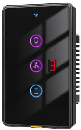 Dcluluwe Tuya Smart WiFi Ventilador Interruptor de Luz Panel de Pared TáCtil Control de Temporizador de Voz AplicacióN de Control Remoto Trabajo para Alexa Home B